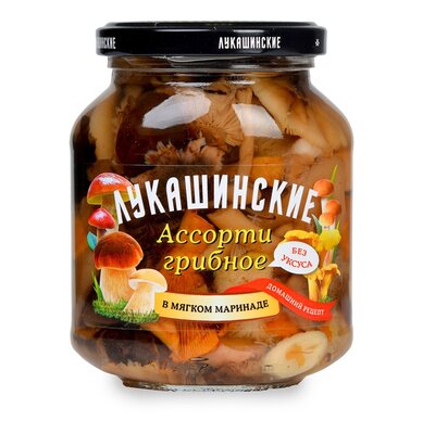 Грибы Лукашинские ассорти маринованные 340 г