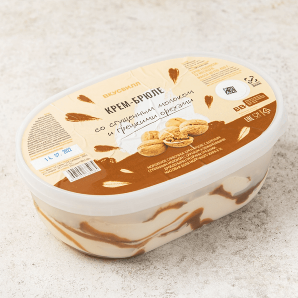 Мороженое крем-брюле со сгущ. молоком и грецкими орехами(Продукт замороженный)