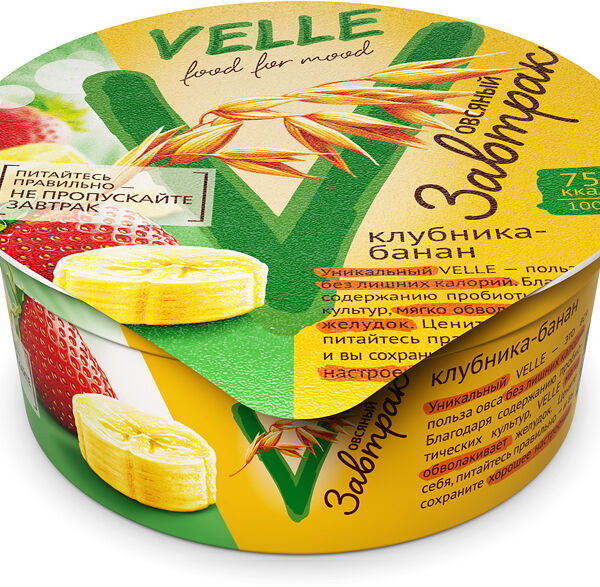 Продукт овсяный Завтрак Velle Клубника-банан