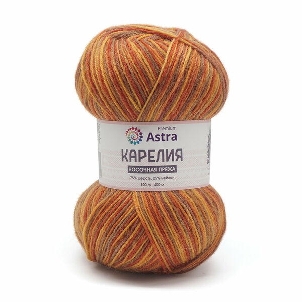 Пряжа Astra Premium 'Карелия' носочная (Karelia sock) 100гр 400м (75% шерсть, 25% нейлон)(1001),шт