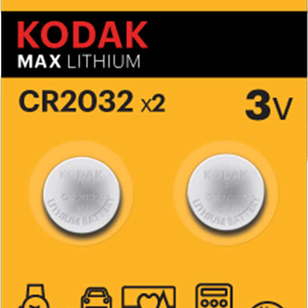 Батарейки KODAK Max Lithium CR2032-2BL, 2шт