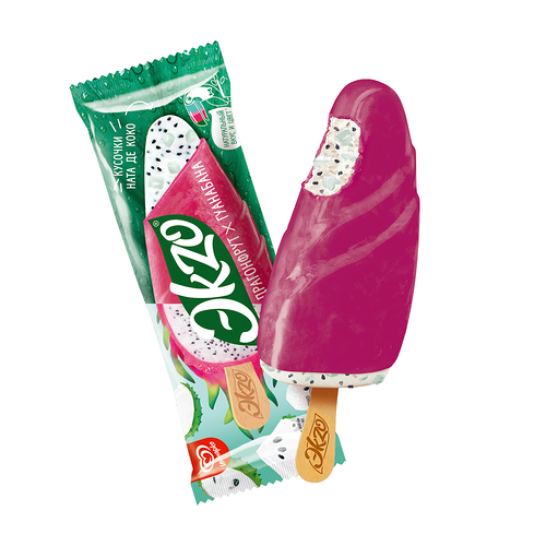 Мороженое молочное Экzo драгонфрут + гуанабана с кусочками Ната де коко