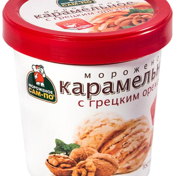 Мороженое Сам-По карамельное с грецким орехом