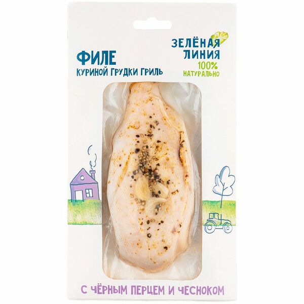 Филе куриной грудки гриль с черным перцем и чесноком охлажденное Зелёная Линия, 182г