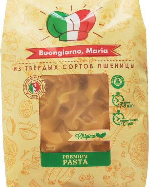 Макароны Buonjiorno, Maria (Бонджорно, Мария) Бабочки Фарфалле Ломбардии 400г