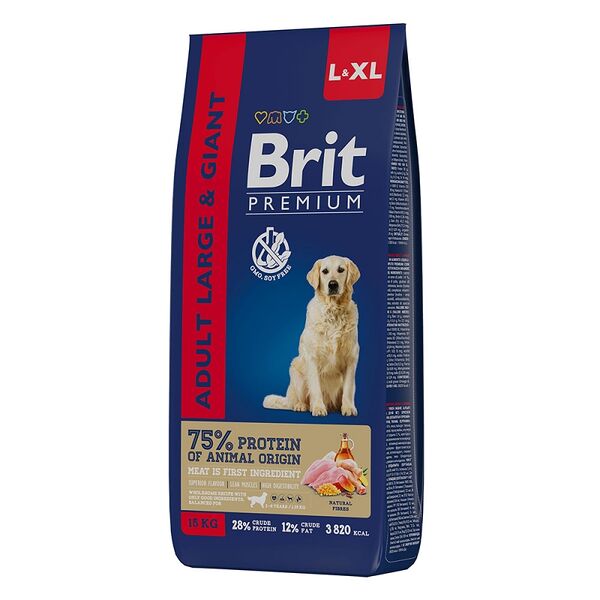 Brit Premium Dog Adult Large and Giant с курицей для взрослых собак крупных и гигантских пород 15 кг