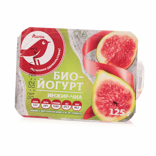 Биойогурт АШАН Красная птица с инжиром и семенами чиа 2%