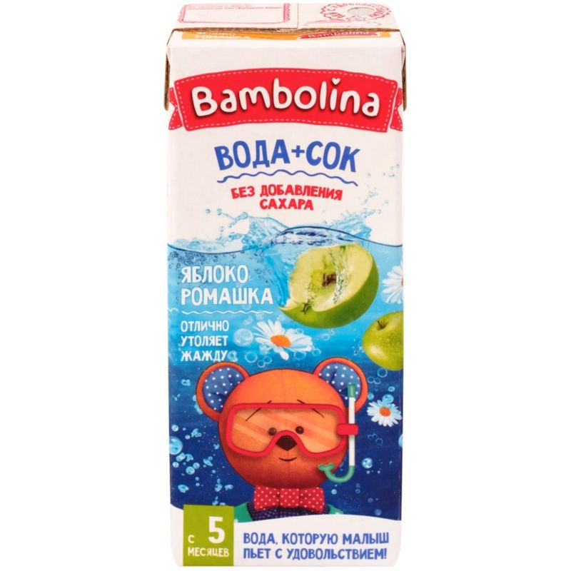 

Напиток BAMBOLINA Вода+сок, яблоко с экстрактом ромашки, с 5 месяцев 200 мл