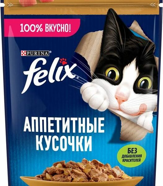 Корм влажный Felix Индейка в желе для взрослых кошек 75г