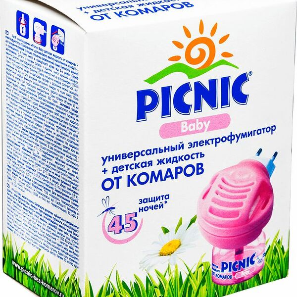 Электрофумигатор Picnic Бейби и жидкость 45 ночей без комаров, 30мл