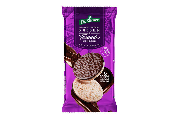 Хлебцы Dr.Korner с темным шоколадом рисовые, без глютена