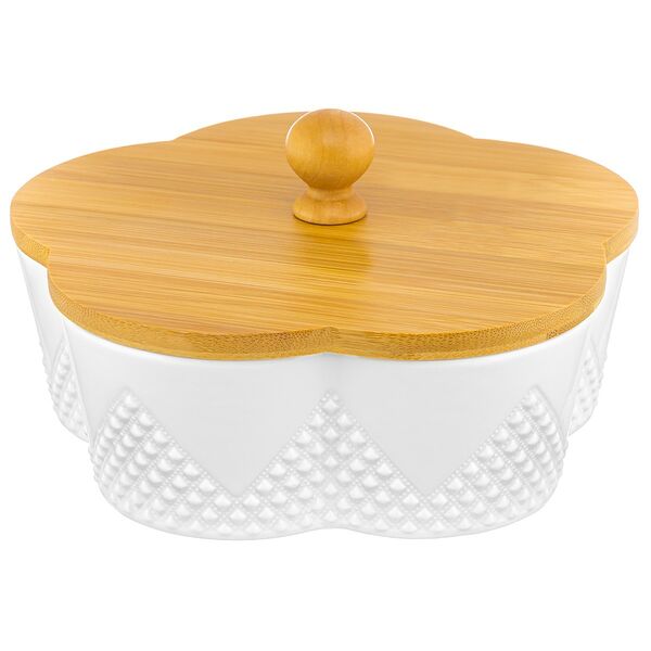 Банка для печенья Цветок Ромбики с крышкой, 900 мл, фарфор/ дерево