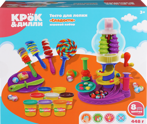 

Тесто для лепки КРОК&ДИЛЛИ Сладости, с аксессуарами, 18 предметов, Арт. 88007