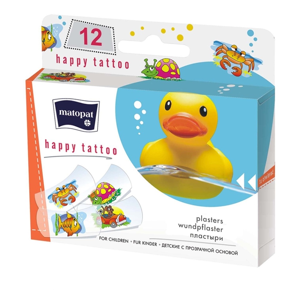 

Пластырь Matopat Happy Tattoo детский, 12 шт.