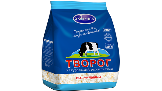 Творог Экомилк обезжиренный натуральный рассыпчатый 0.5%