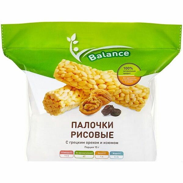 Палочки Рисовые Lope-Lope с грецким орехом и изюмом