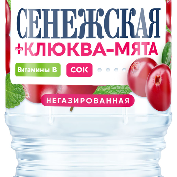 Вода питьевая Сенежская клюква-мята негазированная, 1 л