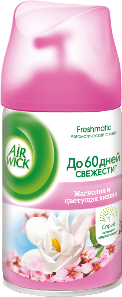 

Сменный баллон AirWick для автоматического аэрозольного освежителя воздуха Магнолия и цветущая вишня 250 мл