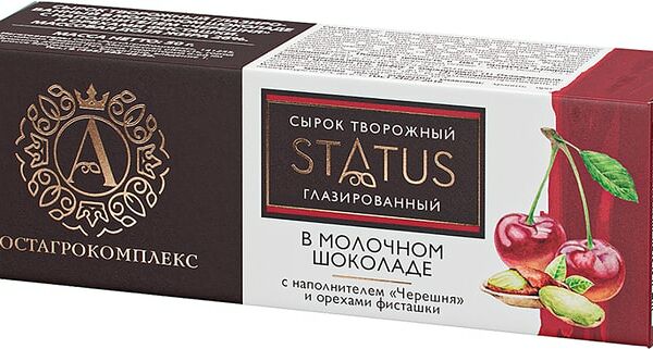 Сырок Ростагрокомплекс творожный глазированный с черешней фисташками в молочном шоколаде 26% 50г