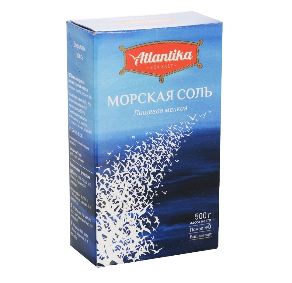 

Соль морская пищевая мелкая Atlantika 500 г