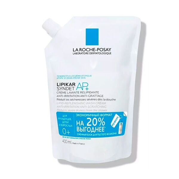 Крем-гель La Roche-Posay Lipikar Syndet AP + очищающий для сухой кожи сменный блок 400 мл