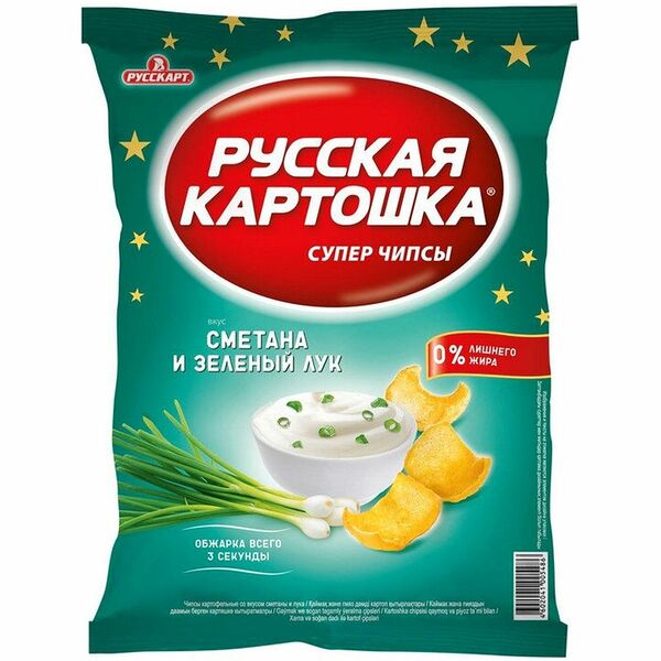 Чипсы картофельные Русская Картошка со вкусом сметаны и лука, 50г