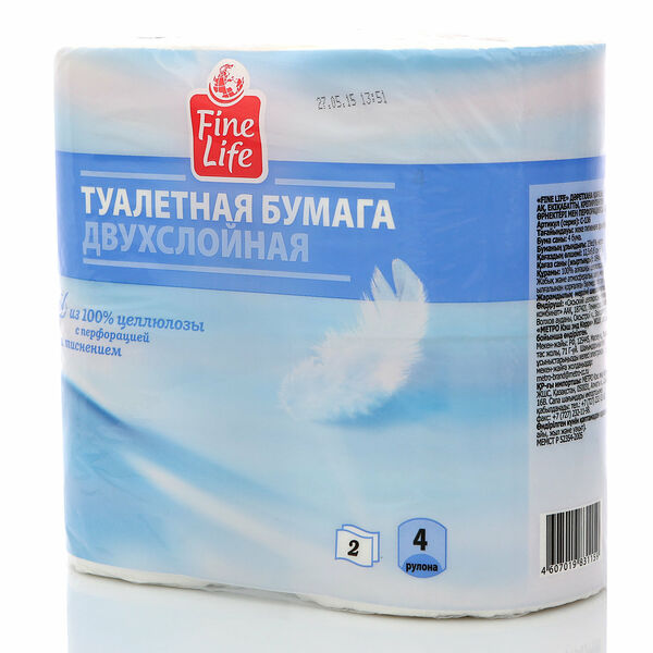 Туалетная бумага двухслойная ТМ Fine life (Файн Лайф), 4 рулона