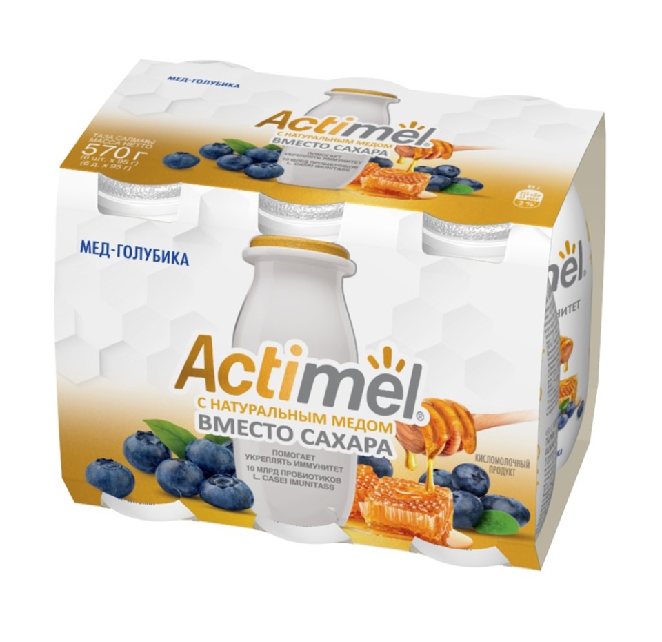 

Кисломолочный напиток Актимель мёд-голубика 2,2% 95г Россия
