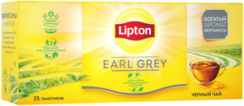 

Чай черный Lipton Earl Grey в пакетиках, 25 шт.