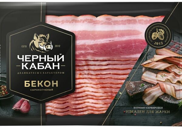Бекон Черный Кабан сырокопченый нарезка 200г