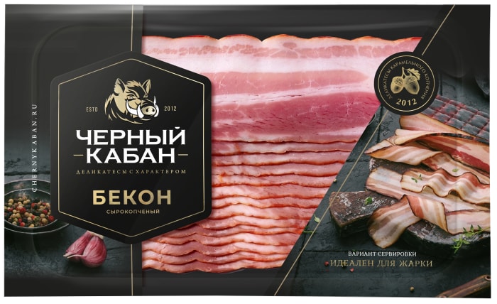 

Бекон Черный кабан сырокопченый нарезка 200 г