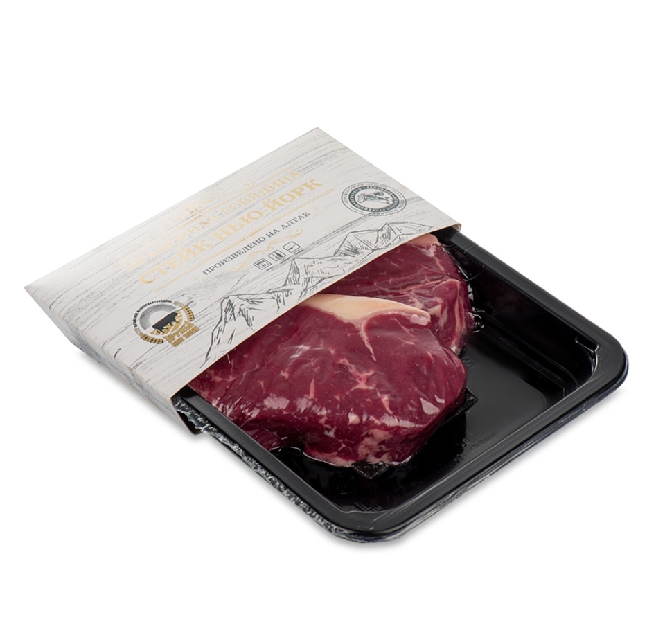 

Стейк Нью-йорк Дружба из алтайской мраморной говядины охлаждённый вес