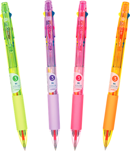 Набор шариковых ручек MUNHWA Hi-Color 0,7мм, автоматические, 3 цвета, 3шт, в ассортименте
