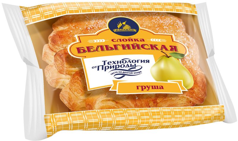 

Слойка Каравай Бельгийская с грушей, 70 г