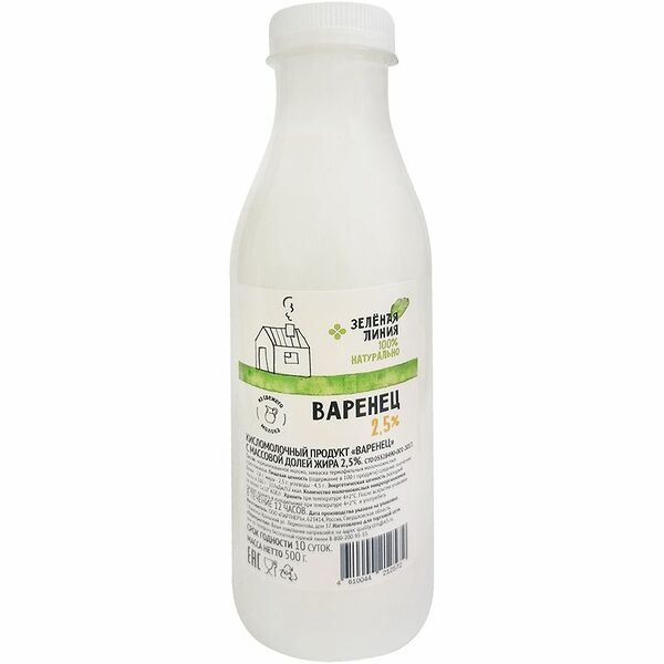 Продукт кисломолочный варенец 2.5% Зелёная Линия, 500мл