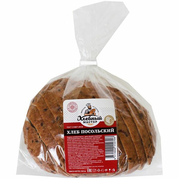Хлеб Хлебный мастер Посольский ржано-пшеничный, в нарезке
