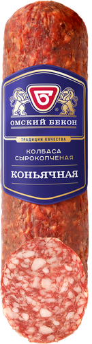 

Колбаса сырокопченая Омский Бекон Коньячная полусухая 210 г