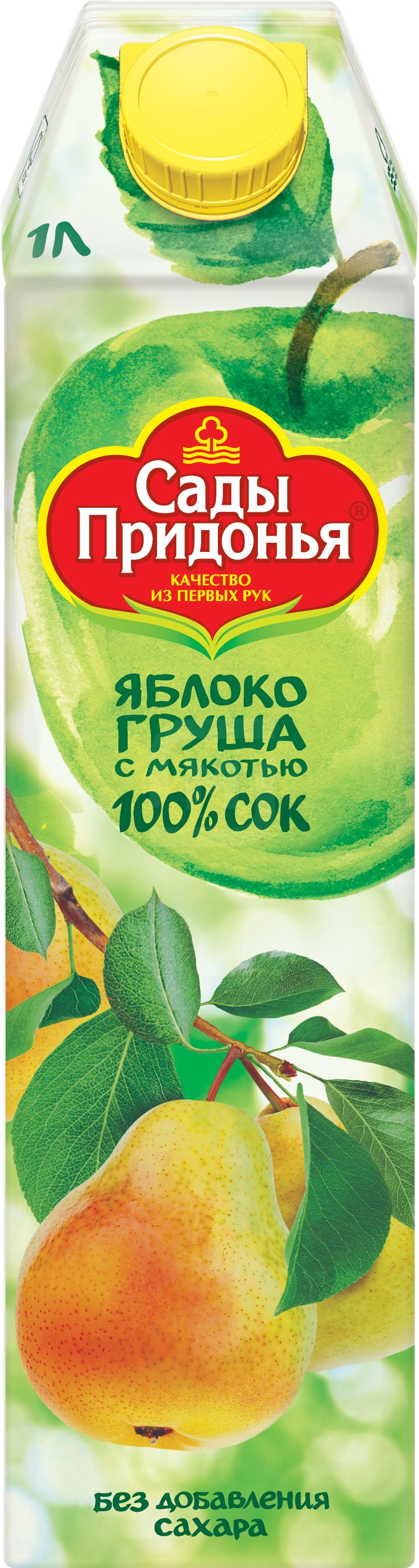 

Сок Сады Придонья Яблоко-груша с мякотью 1л