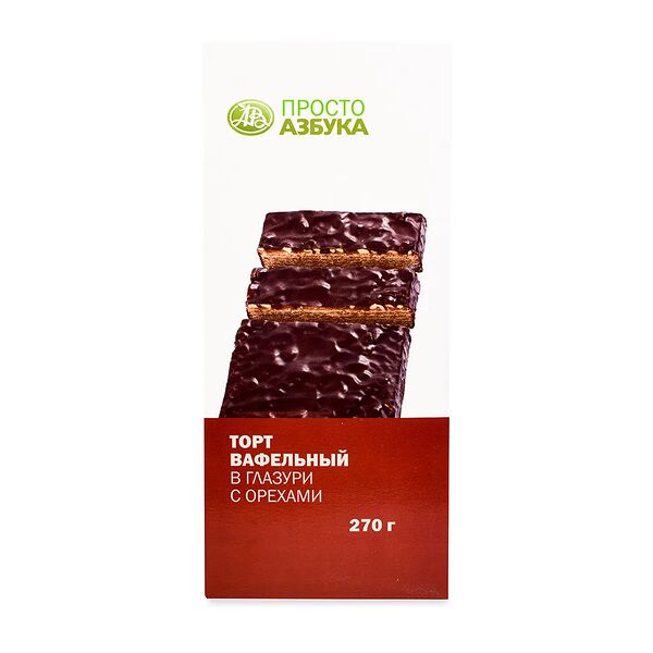 Торт вафельный Просто Азбука в глазури с орехами БКК 