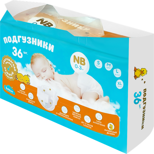 

Подгузники SOFTLUV NB до 5кг, 36шт