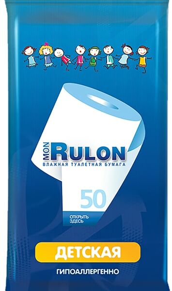 Туалетная бумага Mon Rulon влажная детская 50шт