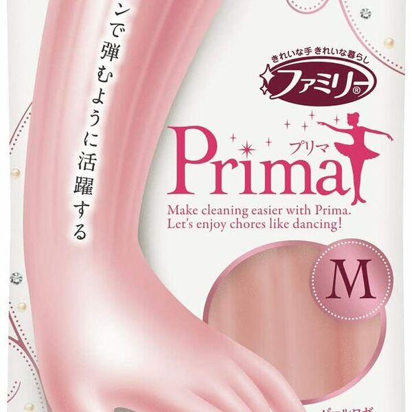 Перчатки ST Family Prima для бытовых и хоз нужд, винил удлиненные, с антибакт. эффетом Япония ср. толщины, М, жемчужная роза