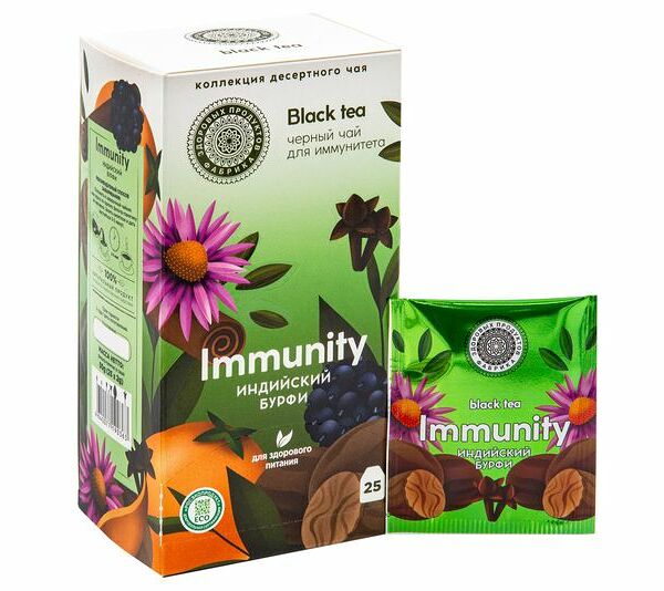 Чай Фабрика Здоровых Продуктов Immunity Индийский Бурфи чёрный в саше, 25x2г