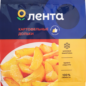 Картофель замороженный ЛЕНТА дольки в кожуре