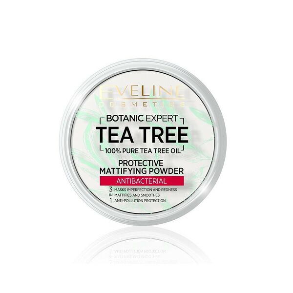 Пудра для лица Eveline Tea tree антибактериальная матирующая 001 Прозрачный