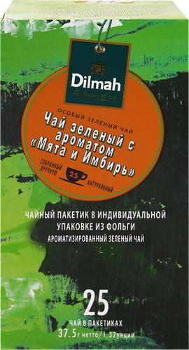 

Чай зеленый Dilmah Мята и имбирь 25пак