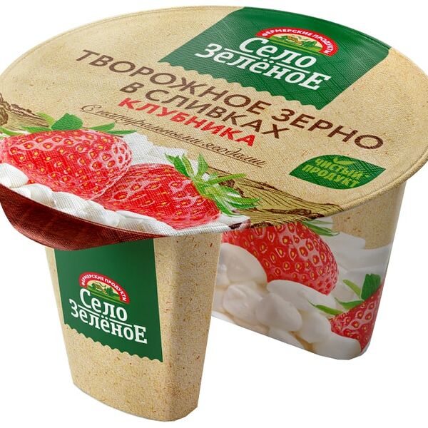 Зерно творожное Село Зеленое в сливках Клубника 5% 130г