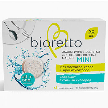 Экологичные таблетки bioretto для посудомоечных машин mini 28 шт, Россия