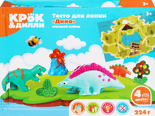 Тесто для лепки Крок&Дилли Дино, с аксессуарами, 12 предметов