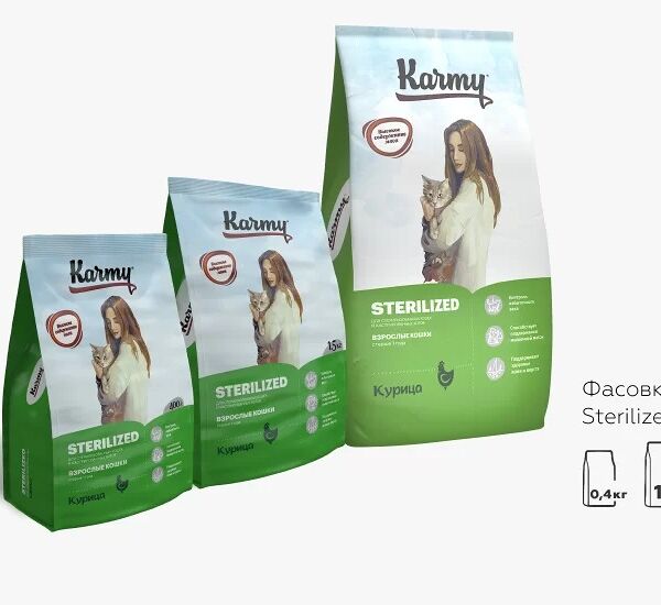 Karmy Sterilized сухой корм для стерилизованных кошек и кастрированных котов Лосось
